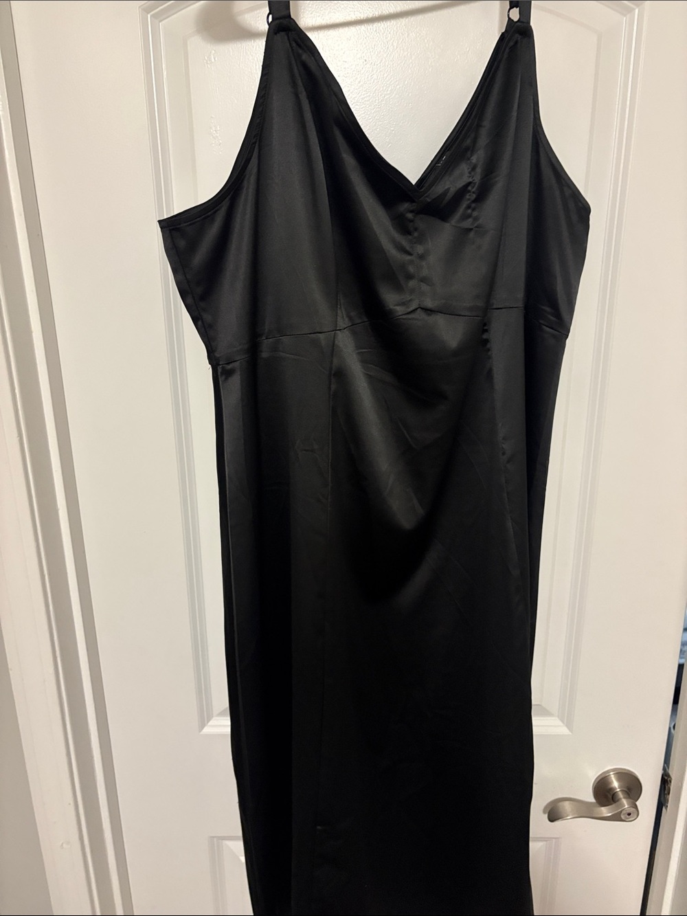 torrid Black Satin Maxi Slip Dress with V-Neck